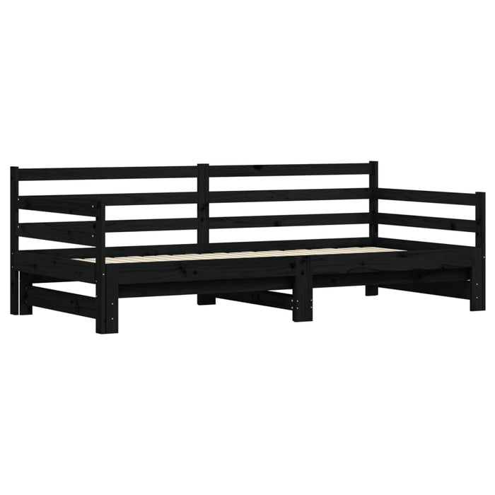 Daybed with Trundle without Mattress Black 80x200 cm Solid Wood