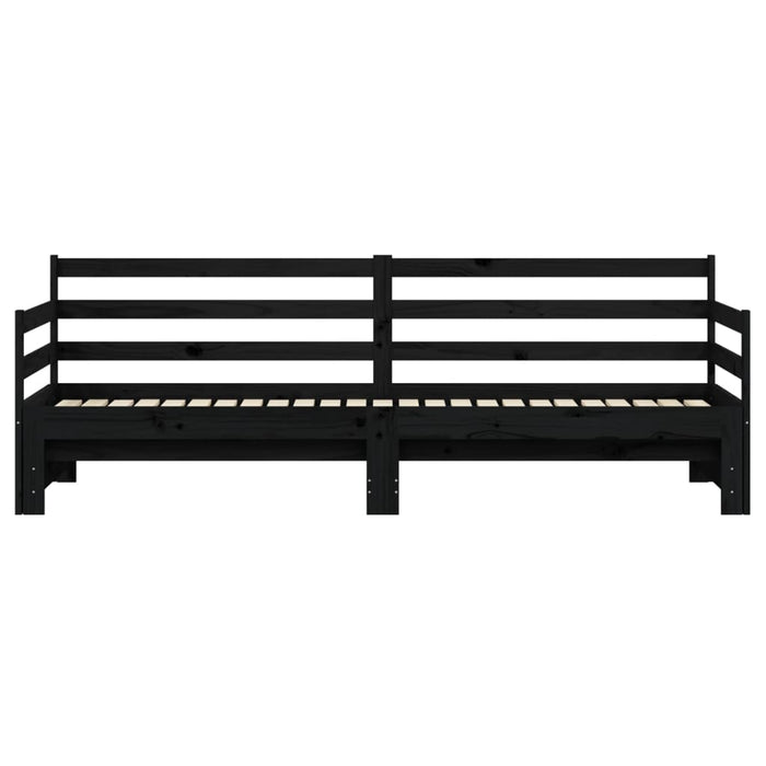 Daybed with Trundle without Mattress Black 80x200 cm Solid Wood