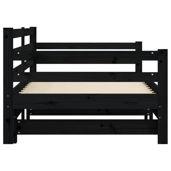 Daybed with Trundle without Mattress Black 80x200 cm Solid Wood