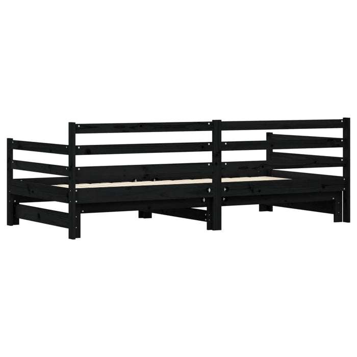 Daybed with Trundle without Mattress Black 80x200 cm Solid Wood