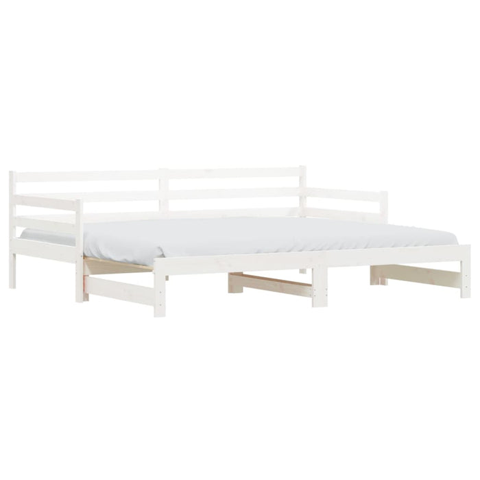 Daybed with Trundle without Mattress White 90x190 cm Single Solid Wood