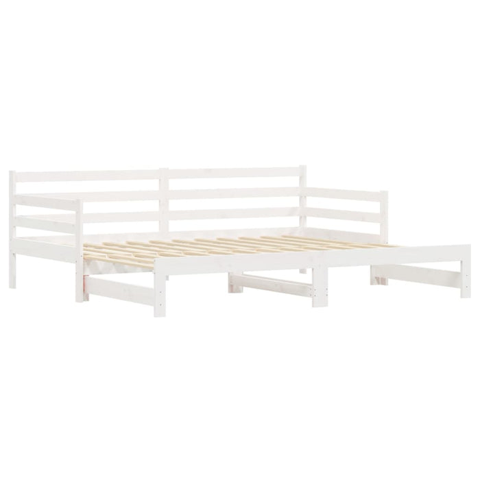 Daybed with Trundle without Mattress White 90x190 cm Single Solid Wood