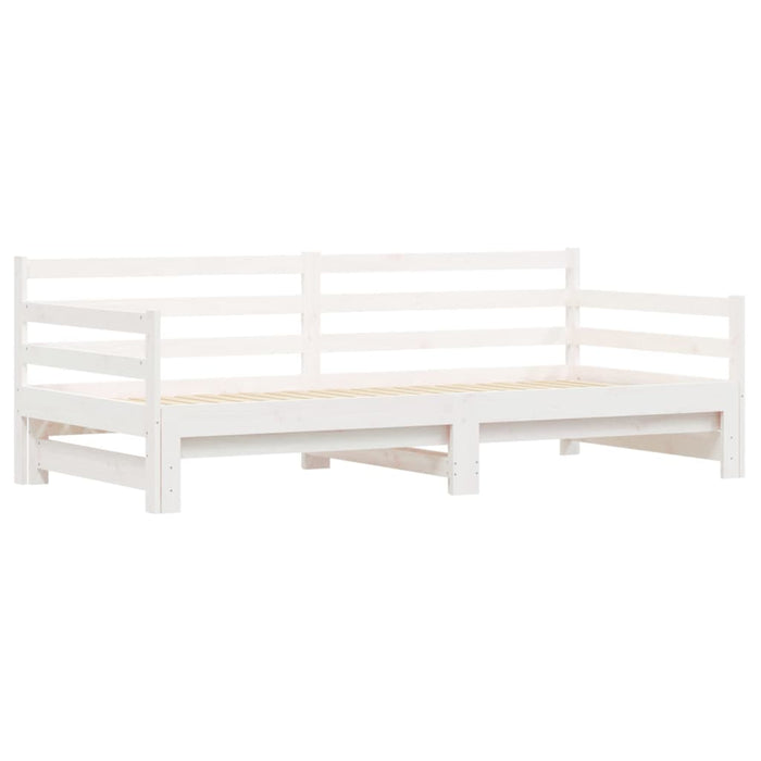 Daybed with Trundle without Mattress White 90x190 cm Single Solid Wood