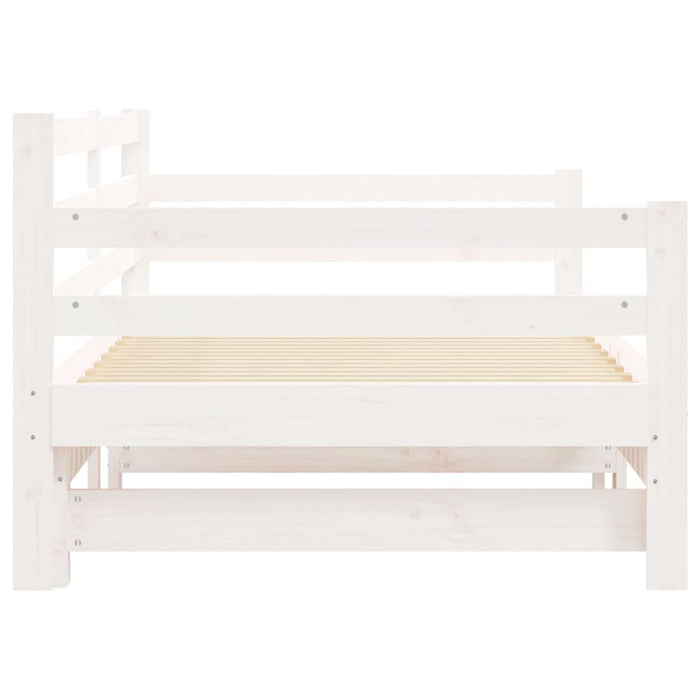 Daybed with Trundle without Mattress White 90x190 cm Single Solid Wood