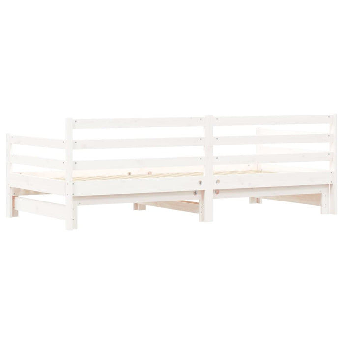 Daybed with Trundle without Mattress White 90x190 cm Single Solid Wood