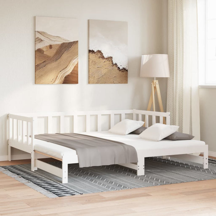 Day Bed with Trundle without Mattress White 90x200 cm Solid Wood