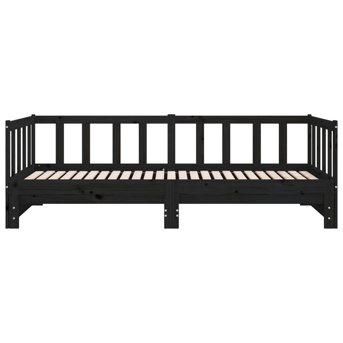 Day Bed with Trundle without Mattress Black 90x200 cm Solid Wood