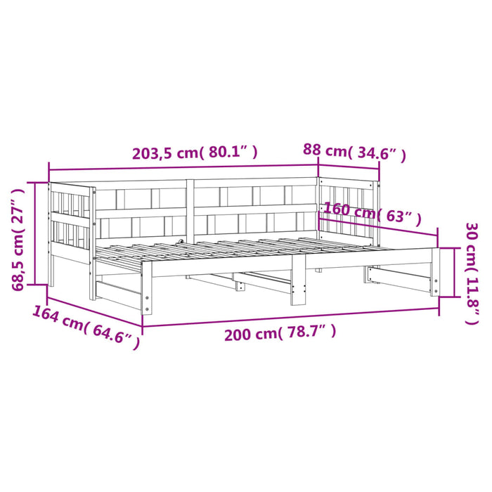 Daybed with Trundle without Mattress 80x200 cm Solid Wood