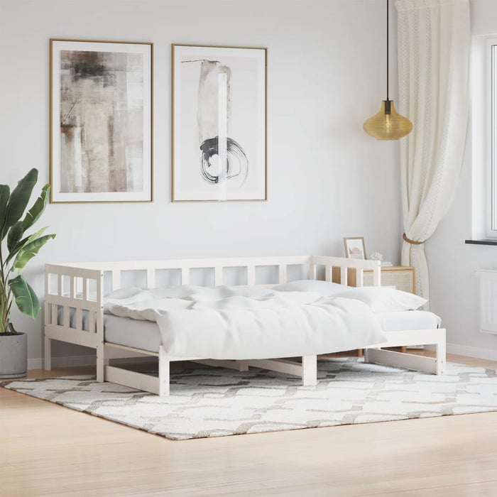 Daybed with Trundle without Mattress White 80x200 cm Solid Wood