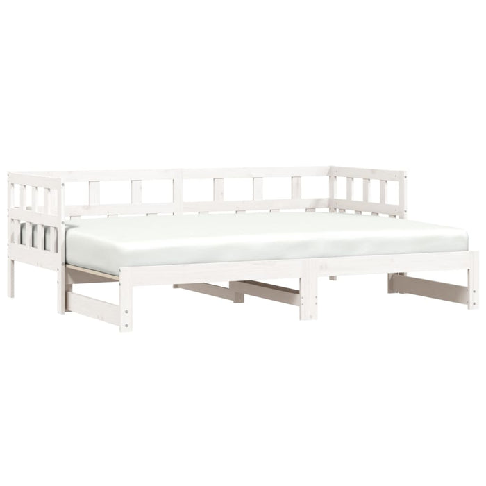 Daybed with Trundle without Mattress White 90x190 cm Single Solid Wood