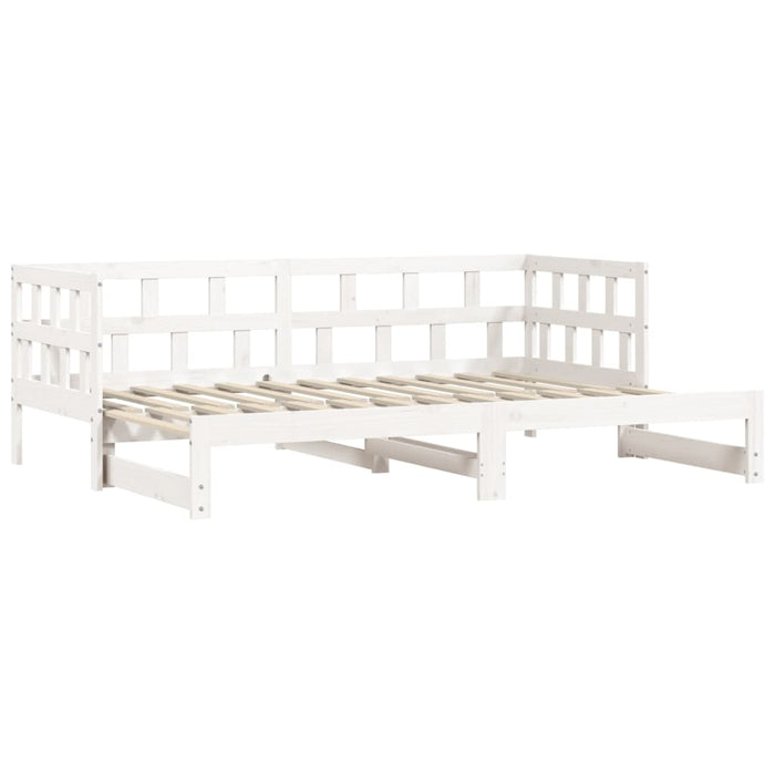 Daybed with Trundle without Mattress White 90x190 cm Single Solid Wood