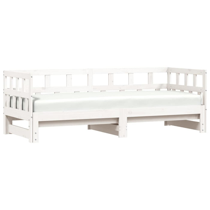 Daybed with Trundle without Mattress White 90x190 cm Single Solid Wood