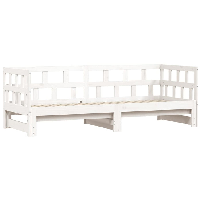 Daybed with Trundle without Mattress White 90x190 cm Single Solid Wood