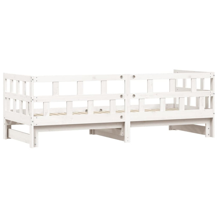 Daybed with Trundle without Mattress White 90x190 cm Single Solid Wood