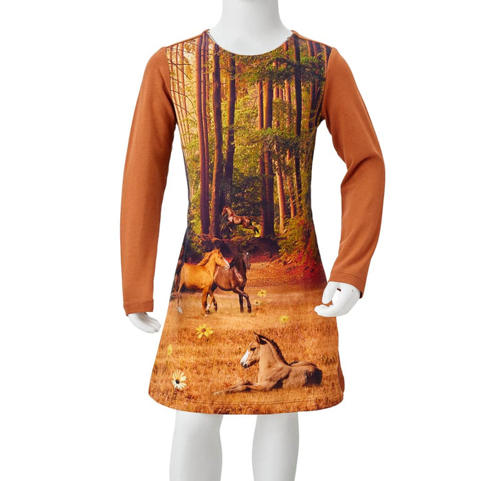 Kids' Dress with Long Sleeves Cognac 104