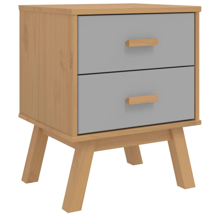 Bedside Cabinet OLDEN Grey and Brown Solid Wood Pine