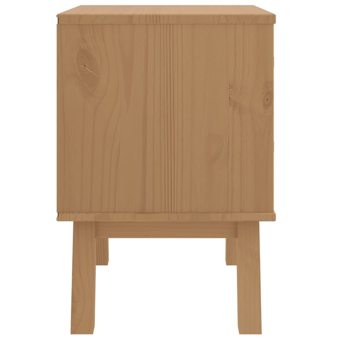 Bedside Cabinet OLDEN White and Brown Solid Wood Pine