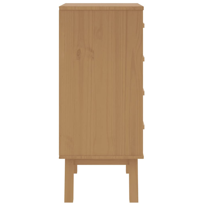 Bedside Cabinet OLDEN White and Brown Solid Wood Pine