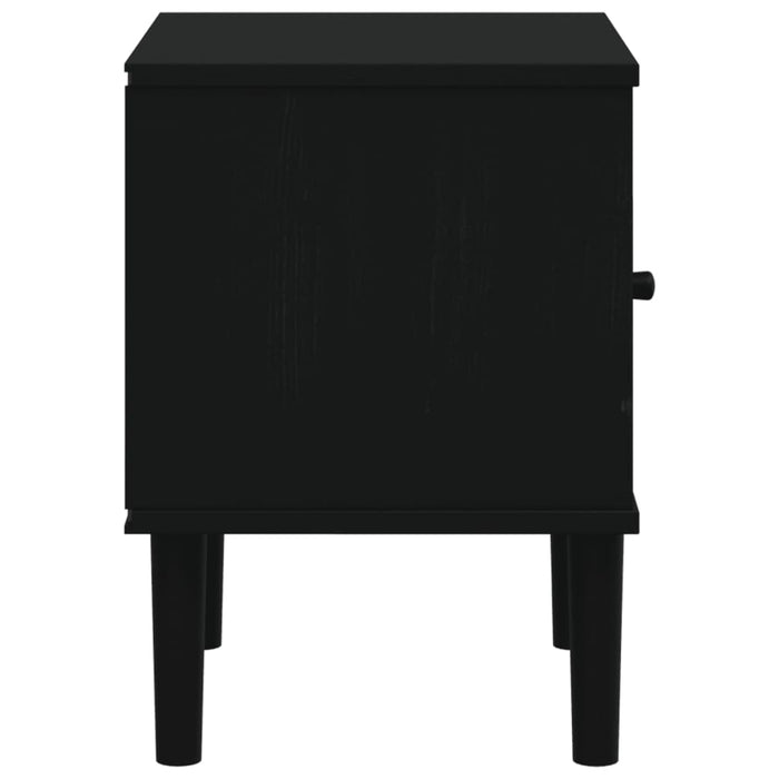 Bedside Cabinet SENJA Rattan Look Black 40x35x48 cm Solid Wood Pine