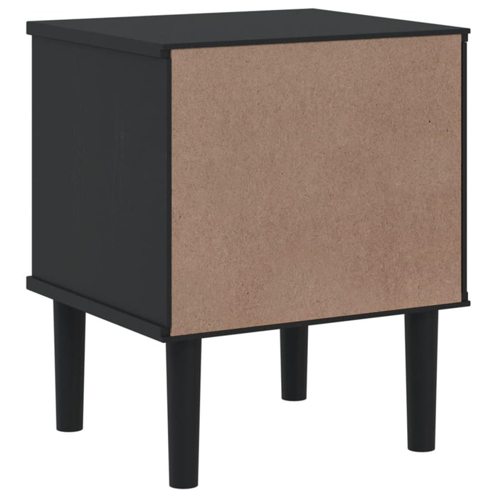 Bedside Cabinet SENJA Rattan Look Black 40x35x48 cm Solid Wood Pine