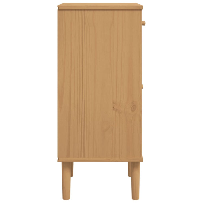 Bedside Cabinet SENJA Rattan Look Brown 40x35x80 cm Solid Wood Pine