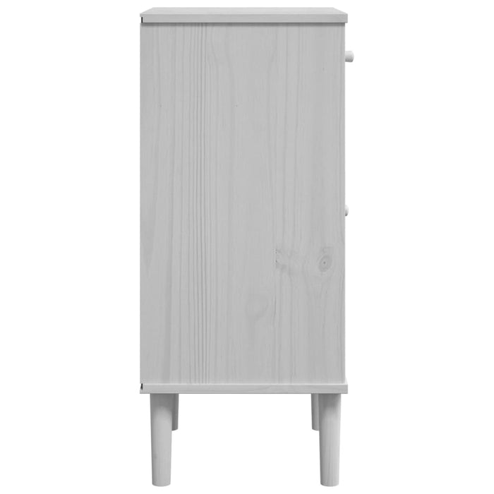 Bedside Cabinet SENJA Rattan Look White 40x35x80 cm Solid Wood Pine