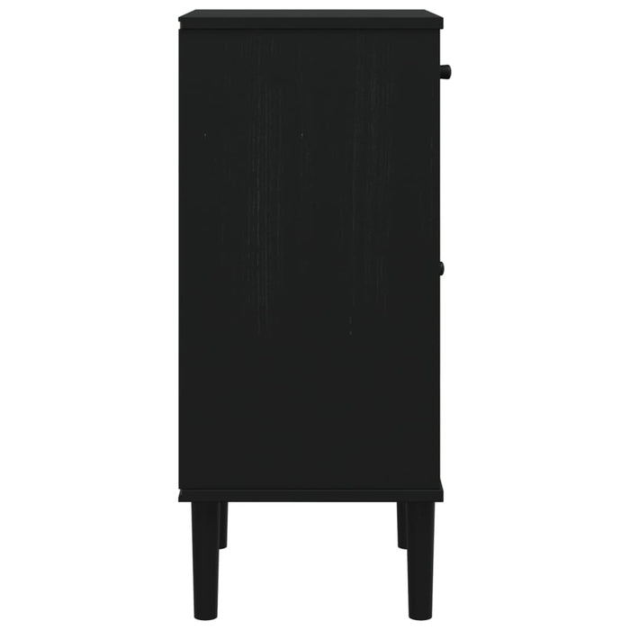 Bedside Cabinet SENJA Rattan Look Black 40x35x80 cm Solid Wood Pine