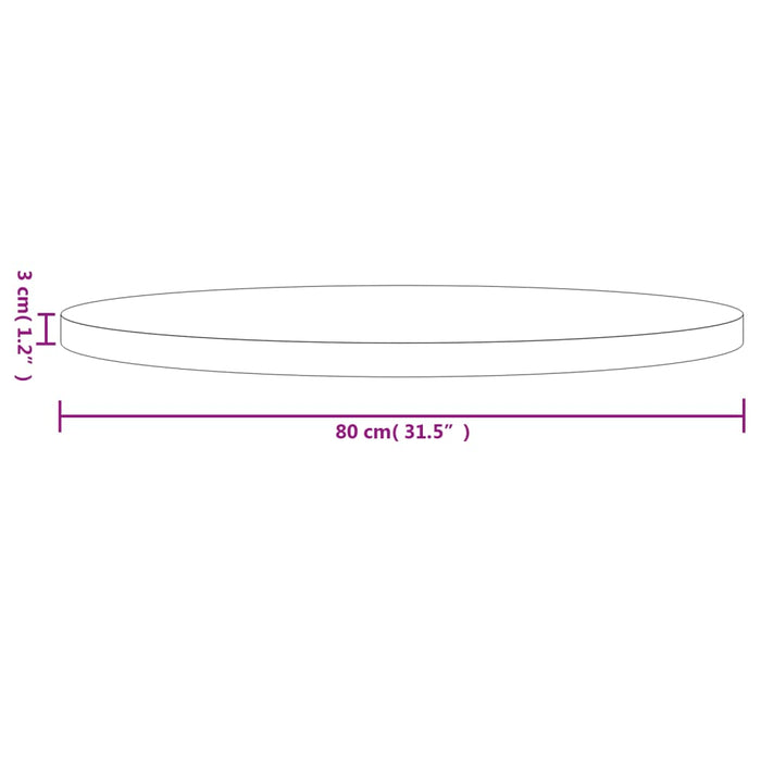 Table Top Round Ø80x3 cm Solid Wood Pine