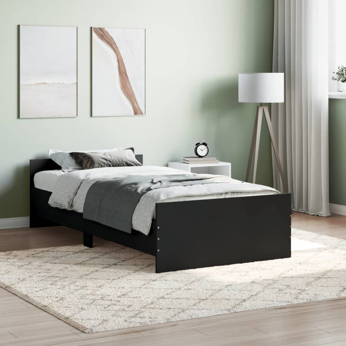 Bed Frame without Mattress Black 90x200 cm Engineered Wood