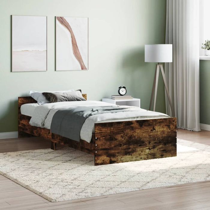 Bed Frame without Mattress Smoked Oak 90x200 cm Engineered Wood