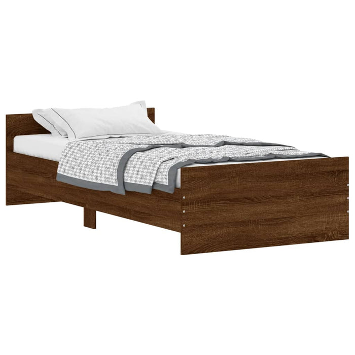 Bed Frame without Mattress Brown Oak 90x200 cm Engineered Wood