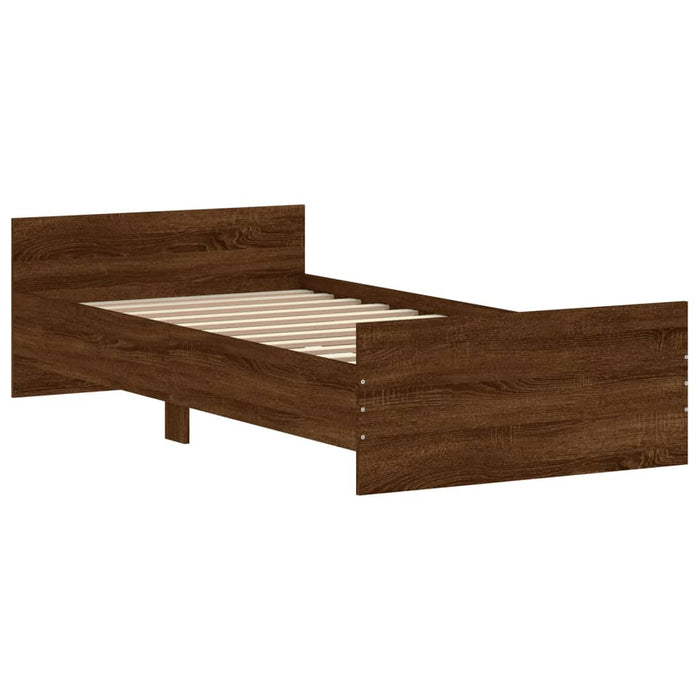 Bed Frame without Mattress Brown Oak 90x200 cm Engineered Wood