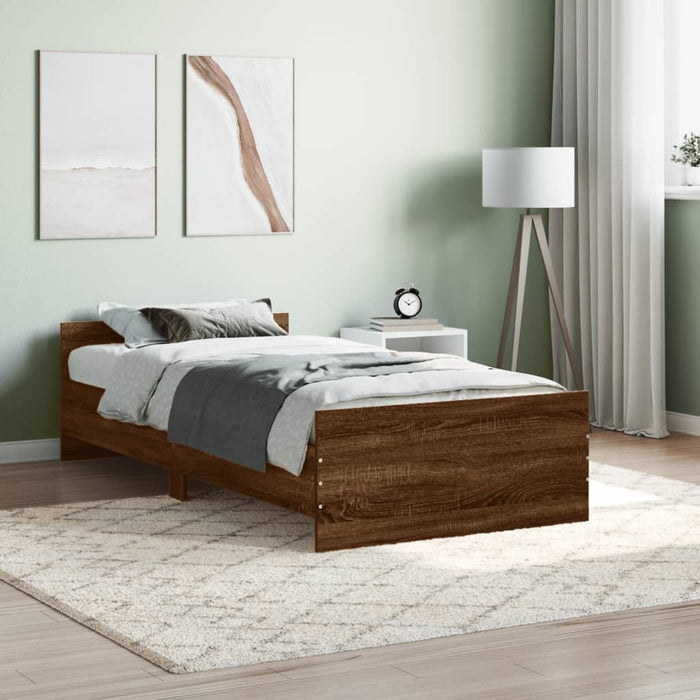 Bed Frame without Mattress Brown Oak 90x200 cm Engineered Wood