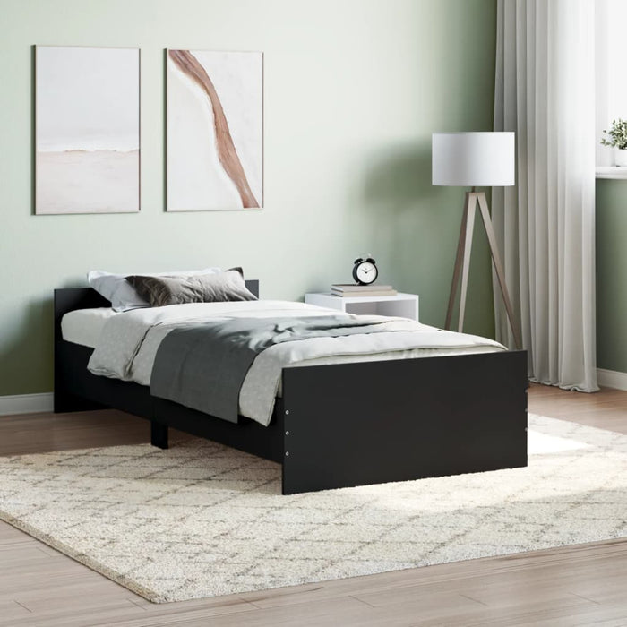 Bed Frame without Mattress Black 100x200 cm Engineered Wood