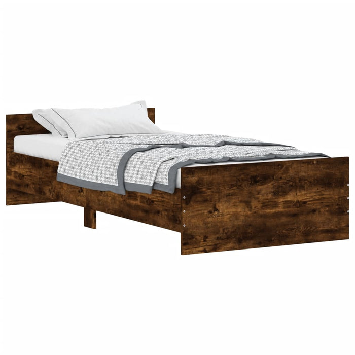 Bed Frame without Mattress Smoked Oak 100x200 cm Engineered Wood