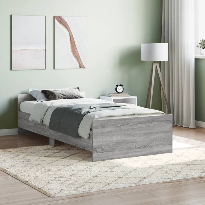 Bed Frame without Mattress Grey Sonoma 100x200 cm Engineered Wood