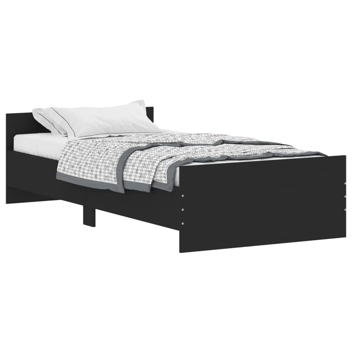 Bed Frame without Mattress Black 90x190 cm Single Engineered Wood