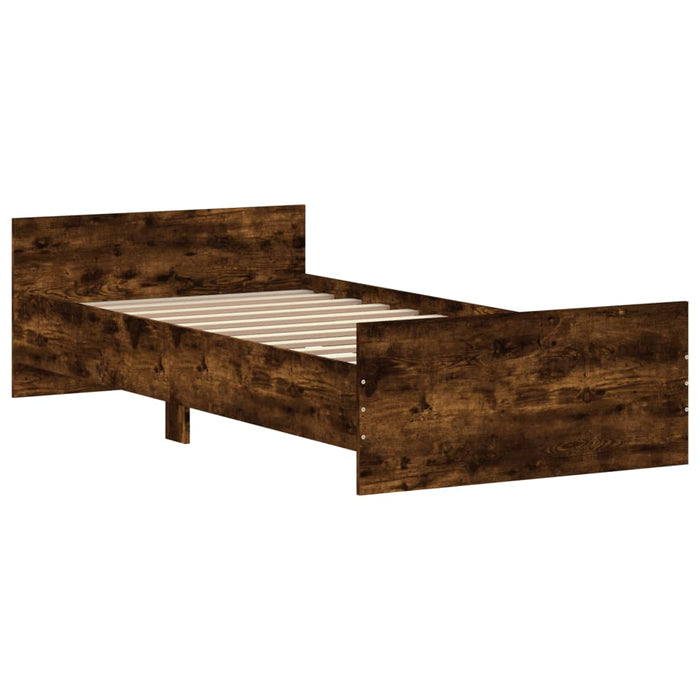 Bed Frame without Mattress Smoked Oak 90x190 cm Single Engineered Wood