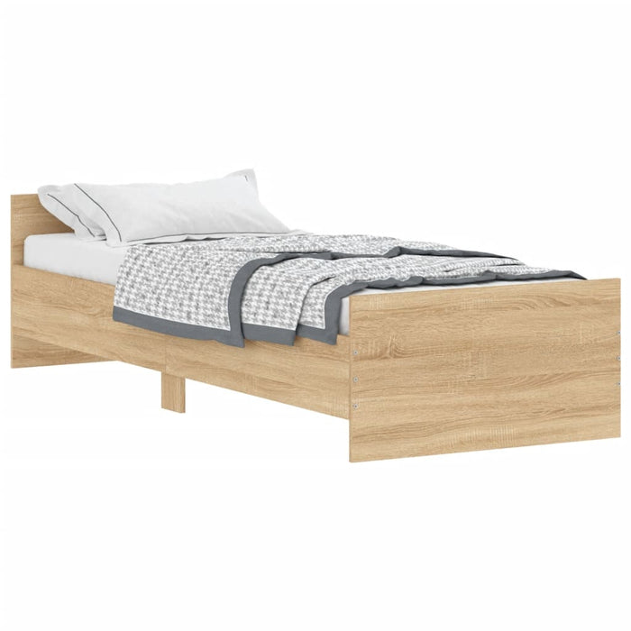 Bed Frame without Mattress Sonoma Oak 75x190 cm Small Single  Engineered Wood