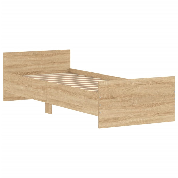 Bed Frame without Mattress Sonoma Oak 75x190 cm Small Single  Engineered Wood