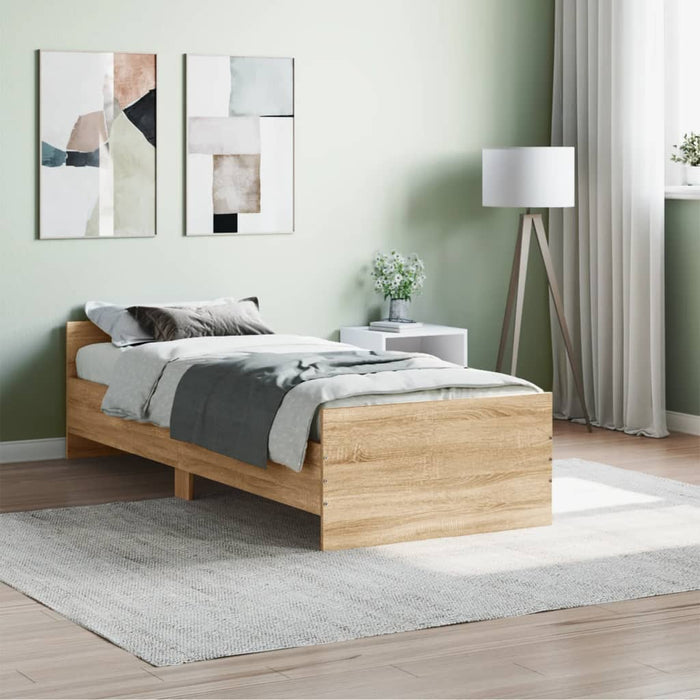 Bed Frame without Mattress Sonoma Oak 75x190 cm Small Single  Engineered Wood