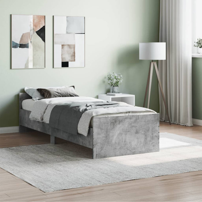 Bed Frame without Mattress Concrete Grey 75x190 cm Small Single