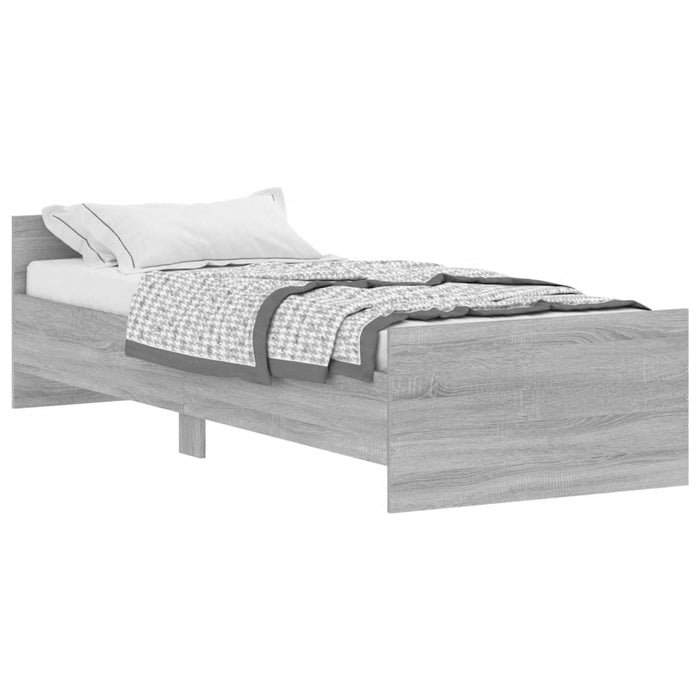 Bed Frame without Mattress Grey Sonoma 75x190 cm Small Single  Engineered Wood