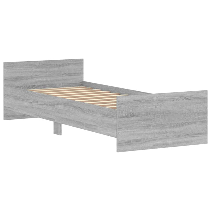 Bed Frame without Mattress Grey Sonoma 75x190 cm Small Single  Engineered Wood