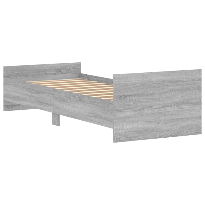 Bed Frame without Mattress Grey Sonoma 75x190 cm Small Single  Engineered Wood