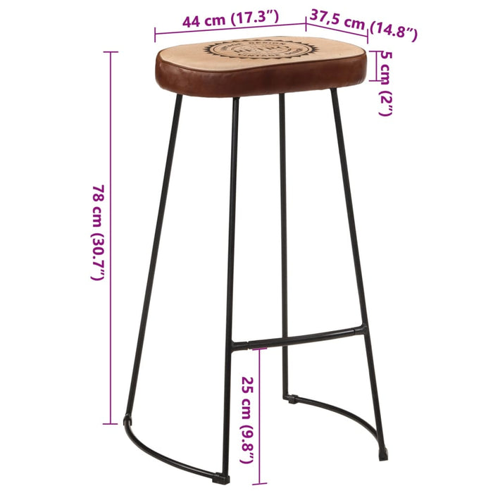 Bar Stools 2 pcs Dark Brown 44x37.5x78 cm