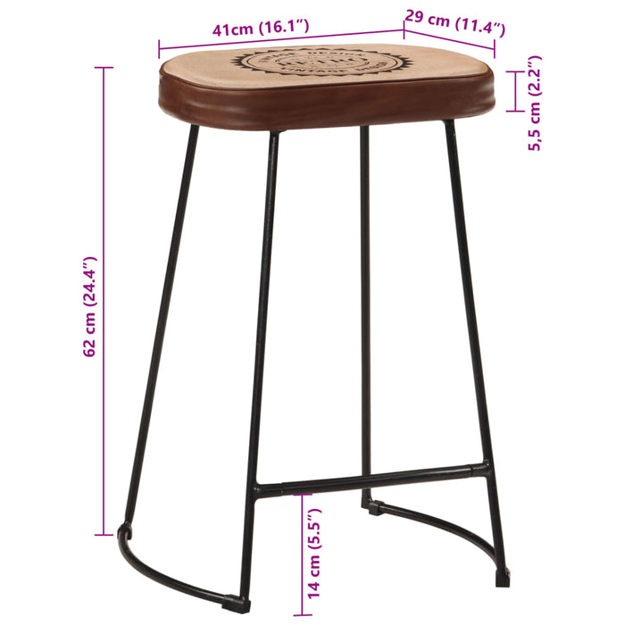 Bar Stools 2 pcs Dark Brown 41x29x62 cm