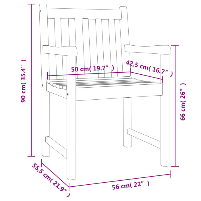 Садовые стулья 6 шт 56x55.5x90 см Массив дерева Акация