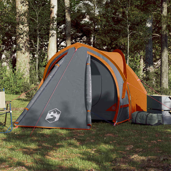 Camping Tent Dome 2-Person Grey and Orange Waterproof