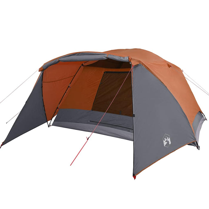 Family Tent with Porch 6-Person Grey and Orange Waterproof